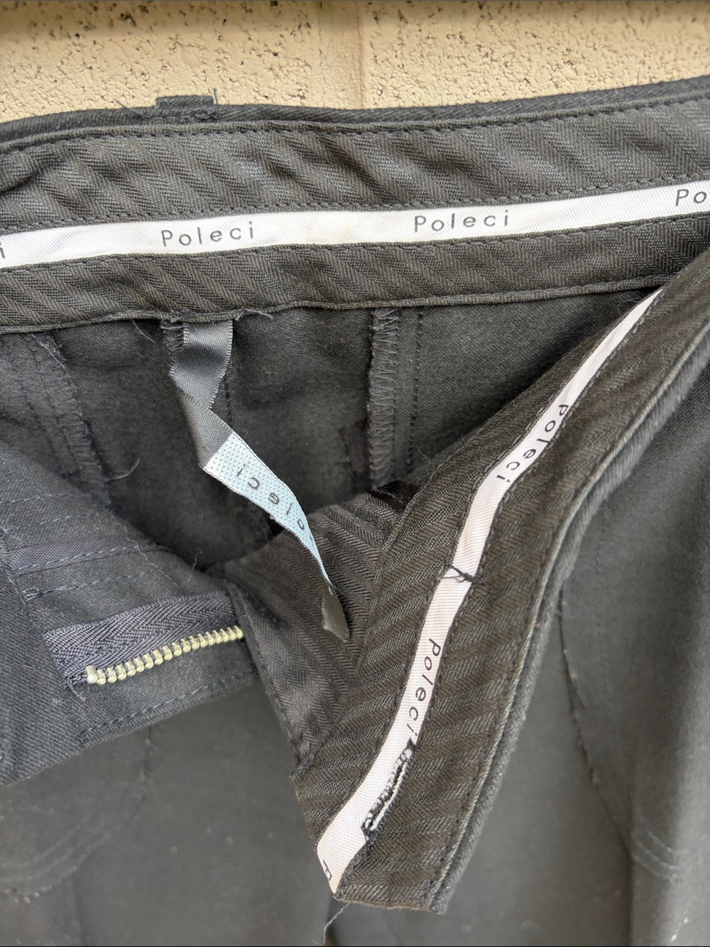Poleci Black Boot-Cut Trousers with Front Patch Pockets Tuxedo Style